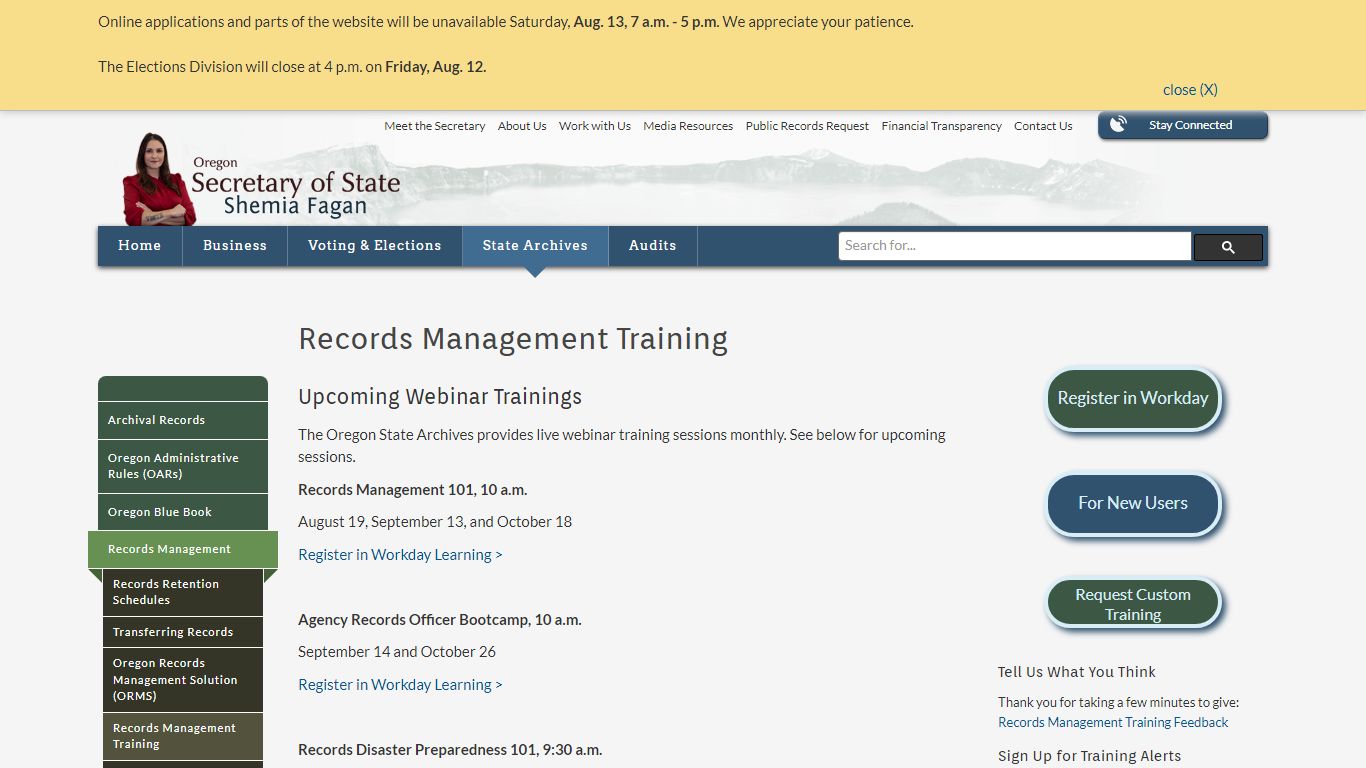 State of Oregon: State Archives - Records Management ...