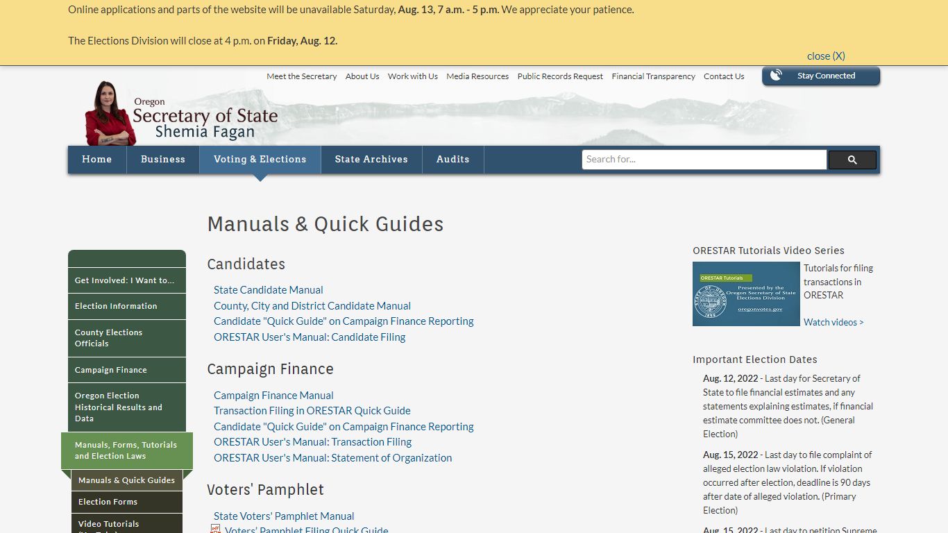 State of Oregon: Elections - Manuals & Quick Guides